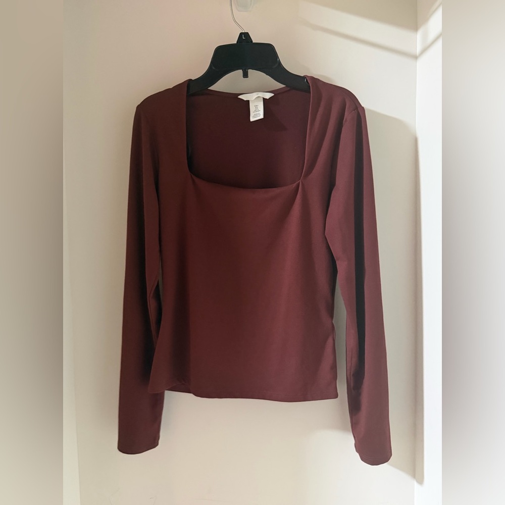 H&M Deep Burgundy Long Sleeve Top